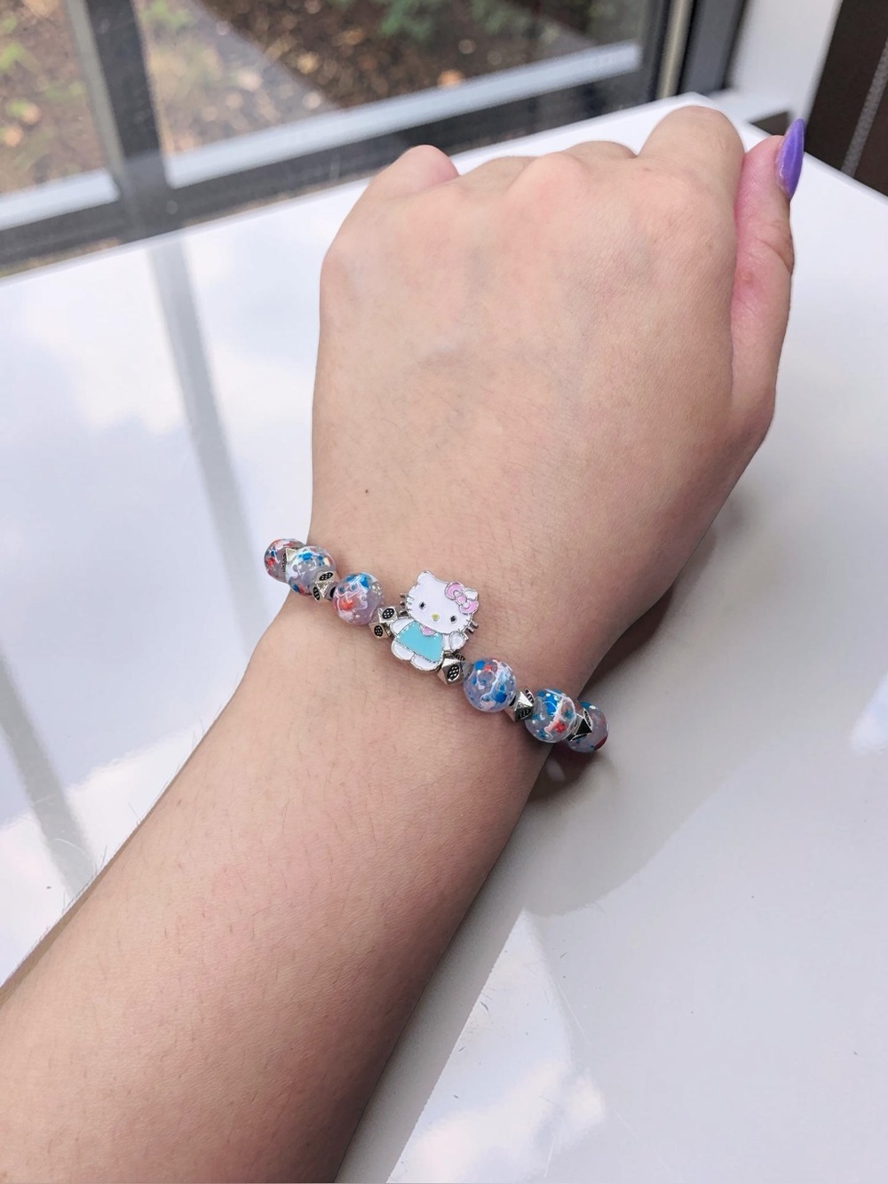 Hello Kitty Beaded Stretch Bracelet | 8mm Beads | 7.5” Wrist
